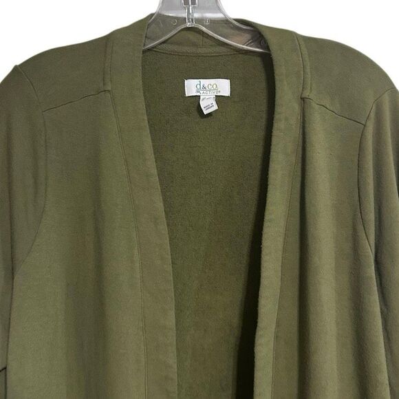 D & Co. Active Cardigan Women's 1X Deep Green Brushed Back Jersey Open Front - Picture 5 of 14